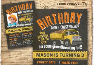 Construction themed Birthday Party Invitations Construction Invitation for Construction theme Birthday Party