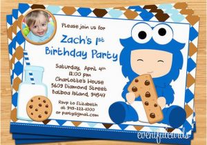 Cookie Monster 1st Birthday Invitations Cookie Monster 1st Birthday Party Invitation
