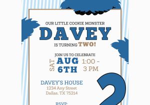 Cookie Monster 1st Birthday Invitations Cookie Monster Birthday Invitation Kateogroup