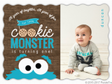 Cookie Monster 1st Birthday Invitations Cookie Monster Photo First Birthday Invitation First