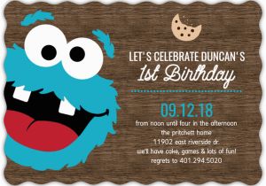 Cookie Monster 1st Birthday Invitations Cookie Monster Photo First Birthday Invitation First