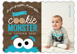 Cookie Monster 1st Birthday Invitations Cookie Monster Photo First Birthday Invitation First