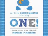 Cookie Monster 1st Birthday Invitations Cookie Monster Sesame Street Baby Birthday Invitation