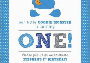 Cookie Monster 1st Birthday Invitations Cookie Monster Sesame Street Baby Birthday Invitation