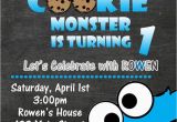 Cookie Monster Birthday Invites Cookie Monster Birthday Invitation Monster Birthday