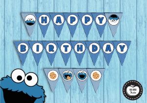 Cookie Monster Happy Birthday Banner 18x Cookie Monster Birthday Banner Party Flags by