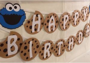 Cookie Monster Happy Birthday Banner Sesame Street Cookie Monster Milk and Cookie Happy by