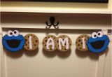 Cookie Monster Happy Birthday Banner Sesame Street Cookie Monster Milk and Cookie High Chair Banner