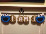 Cookie Monster Happy Birthday Banner Sesame Street Cookie Monster Milk and Cookie High Chair Banner