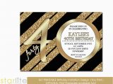 Cool 40th Birthday Invitations Unique 40th Birthday Invitation Black Gold Glitter