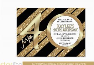 Cool 40th Birthday Invitations Unique 40th Birthday Invitation Black Gold Glitter