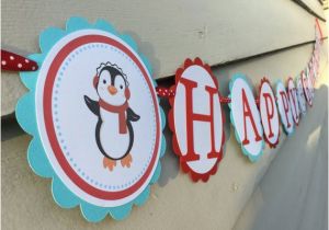 Cool Happy Birthday Banner Cool Penguin Happy Birthday Banner Red and Aqua by Simply