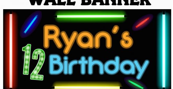 Cool Happy Birthday Banner Happy Birthday Banner Cool Glow Photo Birthday Personalized