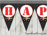 Cool Happy Birthday Banner Red Monster Truck Happy Birthday Banner Instant Download