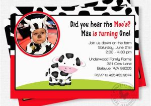 Cow Print Birthday Invitations Cow Birthday Invitation Boy First Birthday Invitation