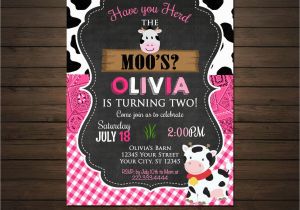 Cow Print Birthday Invitations Cow Birthday Invitation Printable File Moo Invitation