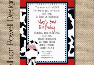 Cow Print Birthday Invitations Cow Farm Birthday Party Invitation Custom by