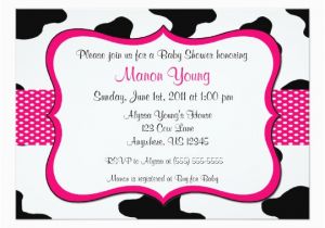 Cow Print Birthday Invitations Cow Print Pink Baby Shower or Birthday Invitation Zazzle Com