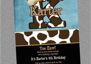 Cow Print Birthday Invitations Cowboy Cowgirl Cow Print Birthday Invitation