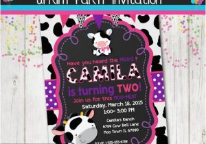 Cow Print Birthday Invitations Farm Moo Cow Birthday Party Invitation Girl Cow Print Pink