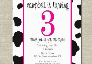 Cow Print Birthday Invitations Fun Pink Cow Print Birthday Party Invitation