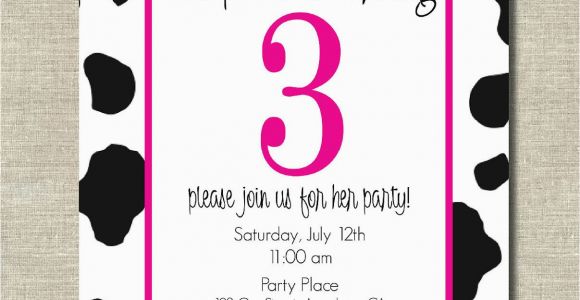 Cow Print Birthday Invitations Fun Pink Cow Print Birthday Party Invitation