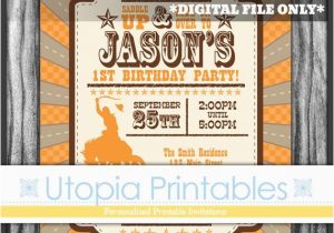 Cowboy 1st Birthday Invitations Cowboy theme Boy 1st Birthday Invitation by Utopiaprintables