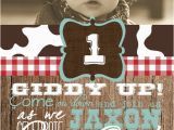 Cowboy 1st Birthday Invitations Custom Cowboy Photo First Birthday Invitation