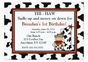 Cowboy First Birthday Invitations Cowboy Boys First Birthday Invitation Zazzle