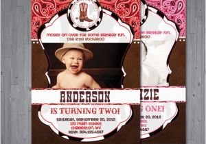 Cowboy First Birthday Invitations Cowboy Cowgirl Birthday Invitation First Birthday Party