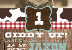 Cowboy First Birthday Invitations Custom Cowboy Photo First Birthday Invitation