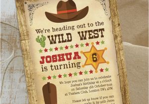 Cowboy Invites Birthday Cowboy Wild West Birthday Party Invitation From 0 80 Each