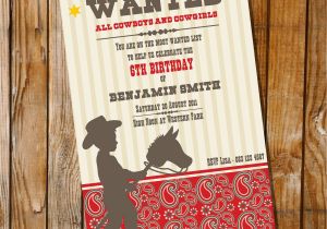Cowboy themed Birthday Invitations Little Cowboy Birthday Party Invitation Only Instantly