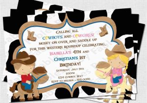 Cowboys Invitations Birthday Party Cowboys and Cowgirls Birthday Party Invitation Digital Diy