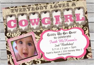Cowgirl 1st Birthday Invitations Cowgirl Birthday Invitation 1st Birthday or Any Age Pink and