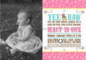 Cowgirl 1st Birthday Invitations Vintage Cowgirl Printable Photo Invitation Dimple Prints