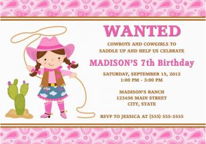 Cowgirl Birthday Invitation Wording Cowgirl Birthday Invitations Ideas Bagvania Free