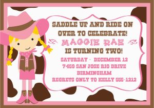 Cowgirl Birthday Invitation Wording Cowgirl Birthday Party Invitations Bagvania Free