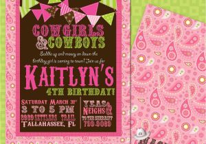 Cowgirl Birthday Invitation Wording Diy Printable Doublesided Cowgirl Birthday Invitations