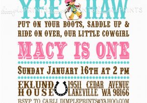 Cowgirl Birthday Invitation Wording Vintage Cowgirl Birthday Invitation Digital Printable