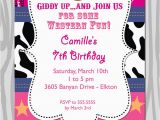Cowgirl Birthday Invitation Wording Western theme Birthday Party Invitation Pink Bandana