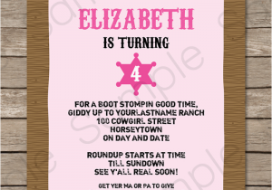 Cowgirl Birthday Invites Cowgirl Party Invitations Template Birthday Party