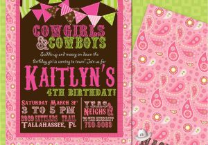 Cowgirl Birthday Invites Diy Printable Doublesided Cowgirl Birthday Invitations
