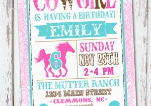 Cowgirl Birthday Invites Western Cowgirl Birthday Invitation