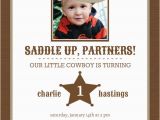 Cowgirl First Birthday Invitations Brown Western 1st Birthday Invitations