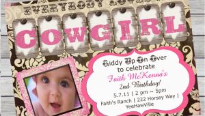 Cowgirl First Birthday Invitations Cowgirl Birthday Invitation 1st Birthday or Any Age Pink and