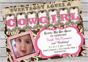 Cowgirl First Birthday Invitations Cowgirl Birthday Invitation 1st Birthday or Any Age Pink and