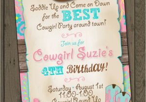 Cowgirl First Birthday Invitations Cowgirl Invitation Cowgirl Birthday Party Invitation