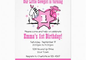 Cowgirl First Birthday Invitations Little Cowgirl 1st Birthday Party Invitation 5 Quot X 7