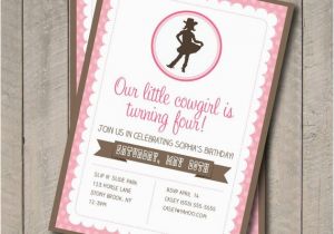 Cowgirl themed Birthday Invitations Cowgirl Birthday Party Invite Pink Brown Cowgirl